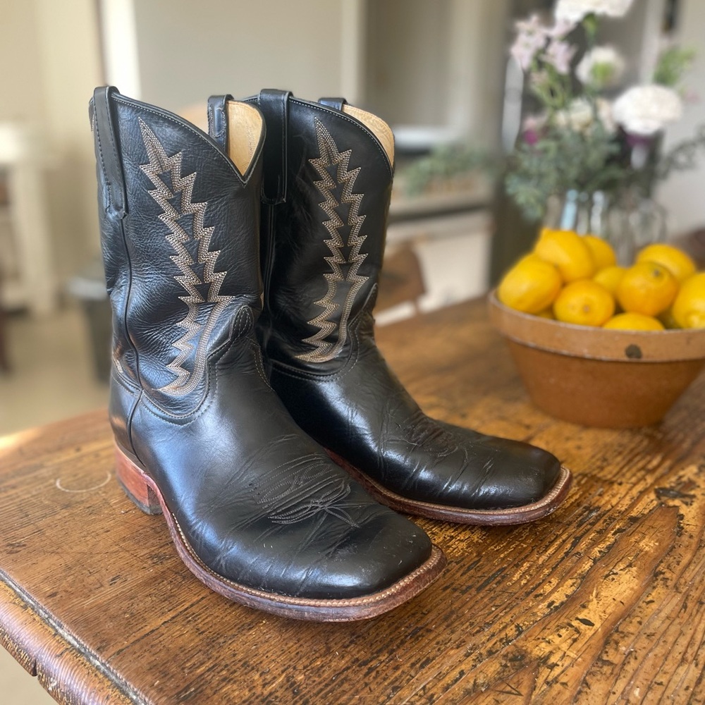 Anderson Bean square toe black boots. 12